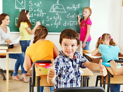 School child with teacher.